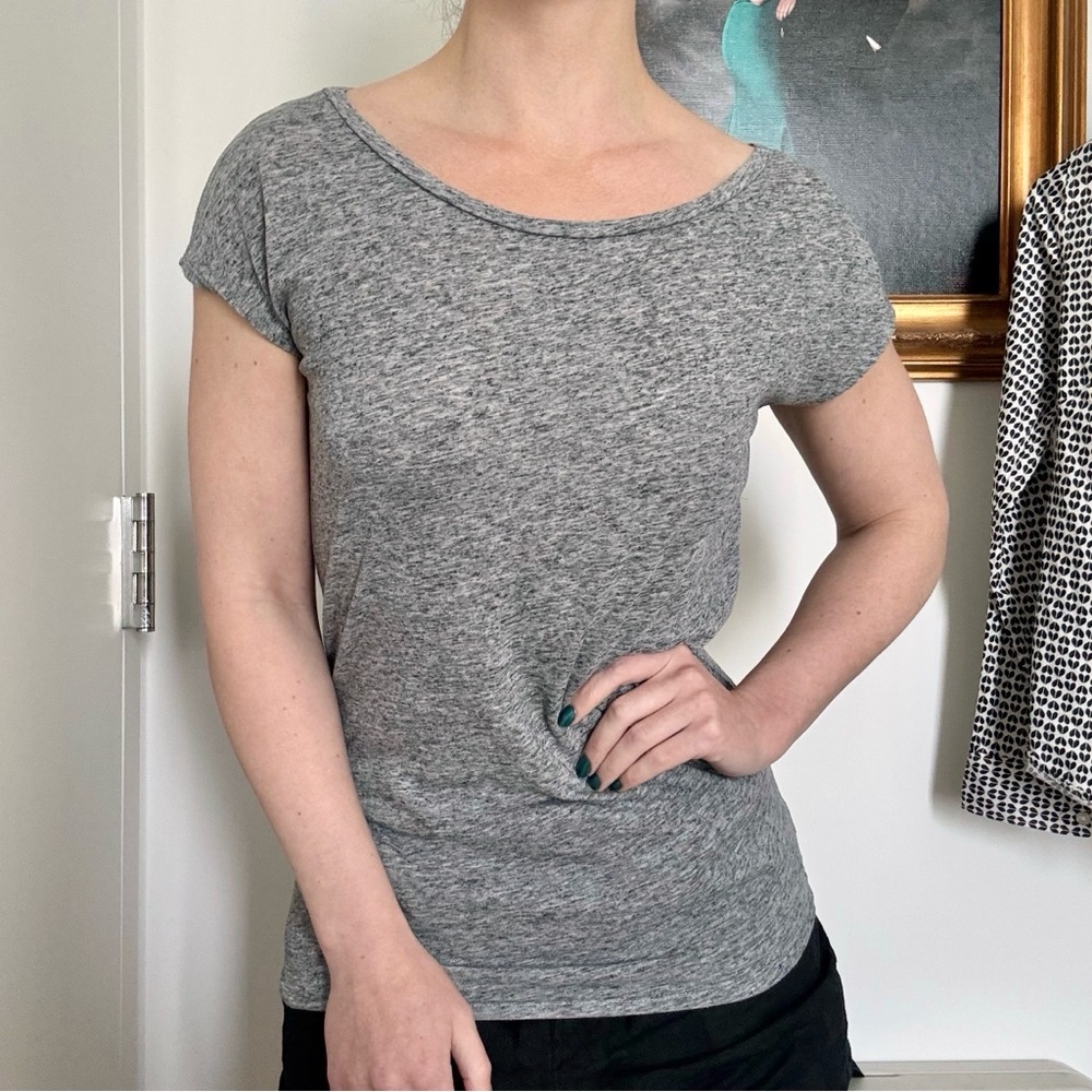 American Eagle Heather Gray Short Sleeve T-Shirt Melange Y2K Classic Minimalist
